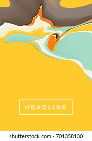 Abstract fluid colors trendy background. Colorful liquid ink. Abstract sunny painting cover layout for corporate flyer, business book, booklet, brochure, poster, banner, leaflet. Vector