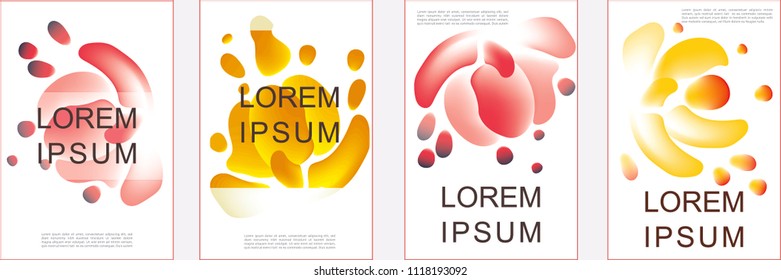 Abstract  fluid cover and poster design with white background. Minimal backgrounds with floral and berry shapes. Eps10 vector.