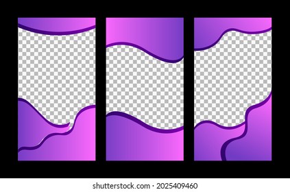 Abstract Fluid creative for social media templates, cards, color covers set. Geometric design, liquids, shapes. Trendy vector colorful design, geometric fluid graphic shape, vector background.