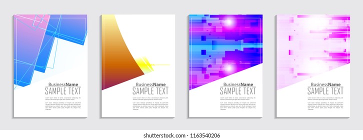 Abstract Fluid creative template, card, color covers set. Geometric design shape. Trendy Style Poster Color Set Background. Flat style Abstract Design Banner, Web, Promotion, Placard, Billboard. 