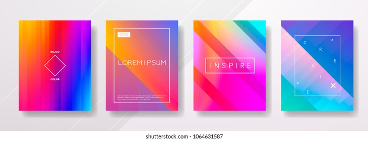 Abstract Fluid creative templates, cards, color covers set. Geometric design, liquids, shapes. Trendy vector collection.