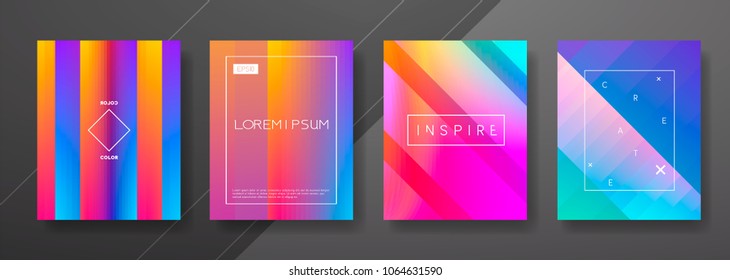 Abstract Fluid creative templates, cards, color covers set. Geometric design, liquids, shapes. Trendy vector collection.