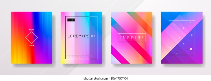Abstract Fluid creative templates, cards, color covers set. Geometric design, liquids, shapes. Trendy vector collection.