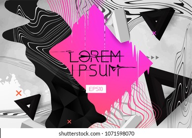 Abstract Fluid creative templates, cards, color covers set. Geometric design, liquids, shapes. Trendy vector collection.
