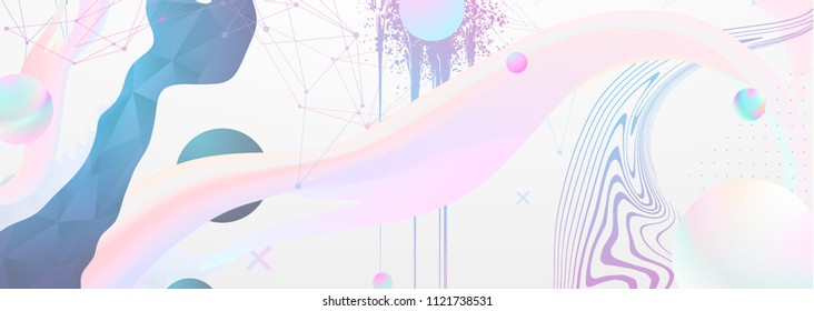 Abstract Fluid creative templates, cards, color covers set. Geometric design, liquids, shapes. Trendy vector collection.
Pastel and neon design, geometric  fluid graphic shape, in vector background.