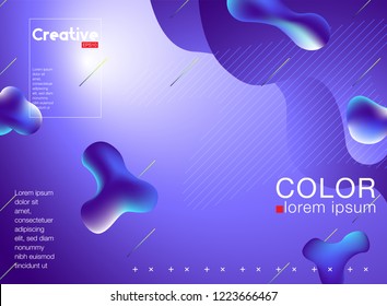 Abstract Fluid creative templates, cards, color covers set. Geometric design, liquids, shapes