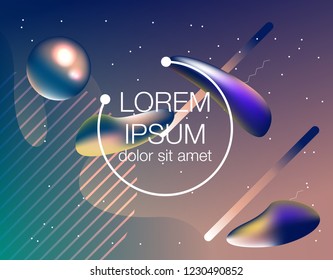 Abstract Fluid creative templates, cards, color covers set. Geometric design, liquids, shapes. Trendy vector collection