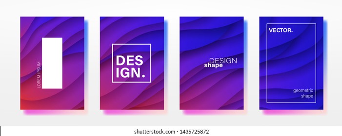 Abstract Fluid creative templates, cards, color covers set. Geometric design, liquids, shapes. Trendy vector collection. Pastel and neon design, geometric fluid graphic shape, vector background.