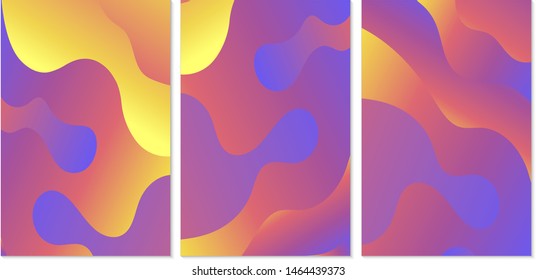 Abstract Fluid creative templates, cards, color covers set.