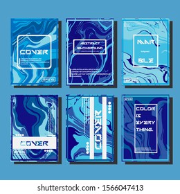 Abstract Fluid creative templates, cards, color covers set. Geometric design, liquids, shapes. Trendy vector collection.