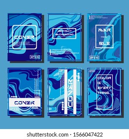 Abstract Fluid creative templates, cards, color covers set. Geometric design, liquids, shapes. Trendy vector collection.