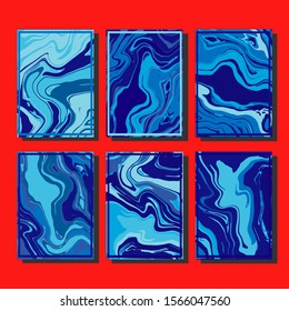 Abstract Fluid creative templates, cards, color covers set. Geometric design, liquids, shapes. Trendy vector collection.