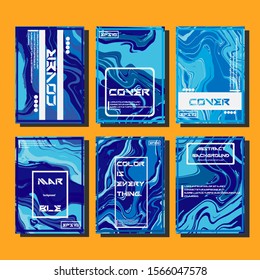 Abstract Fluid creative templates, cards, color covers set. Geometric design, liquids, shapes. Trendy vector collection.