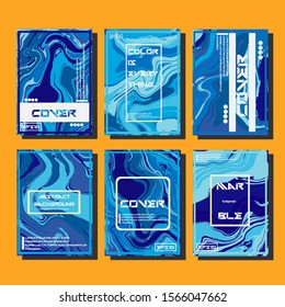 Abstract Fluid creative templates, cards, color covers set. Geometric design, liquids, shapes. Trendy vector collection.