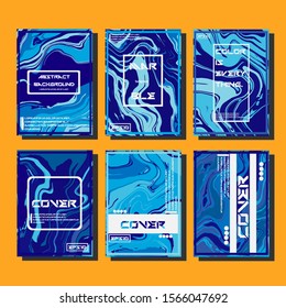 Abstract Fluid creative templates, cards, color covers set. Geometric design, liquids, shapes. Trendy vector collection.