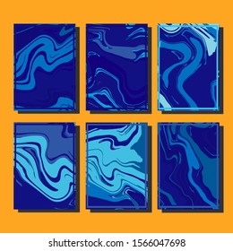 Abstract Fluid creative templates, cards, color covers set. Geometric design, liquids, shapes. Trendy vector collection.