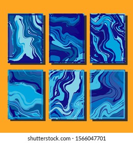 Abstract Fluid creative templates, cards, color covers set. Geometric design, liquids, shapes. Trendy vector collection.