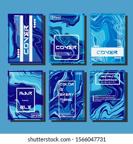 Abstract Fluid creative templates, cards, color covers set. Geometric design, liquids, shapes. Trendy vector collection.