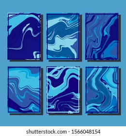 Abstract Fluid creative templates, cards, color covers set. Geometric design, liquids, shapes. Trendy vector collection.