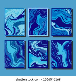 Abstract Fluid creative templates, cards, color covers set. Geometric design, liquids, shapes. Trendy vector collection.