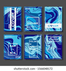 Abstract Fluid creative templates, cards, color covers set. Geometric design, liquids, shapes. Trendy vector collection.