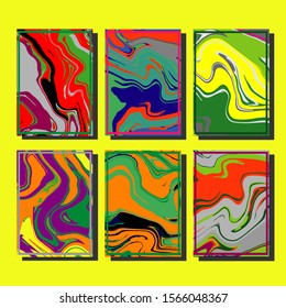 Abstract Fluid creative templates, cards, color covers set. Geometric design, liquids, shapes. Trendy vector collection.