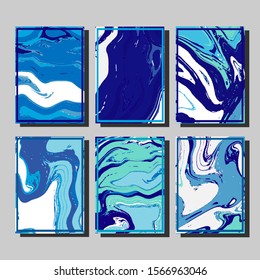 Abstract Fluid creative templates, cards, color covers set. Geometric design, liquids, shapes. Trendy vector collection.