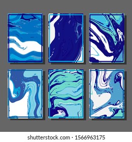 Abstract Fluid creative templates, cards, color covers set. Geometric design, liquids, shapes. Trendy vector collection.