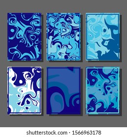 Abstract Fluid creative templates, cards, color covers set. Geometric design, liquids, shapes. Trendy vector collection.