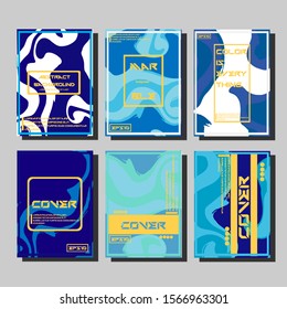 Abstract Fluid creative templates, cards, color covers set. Geometric design, liquids, shapes. Trendy vector collection.