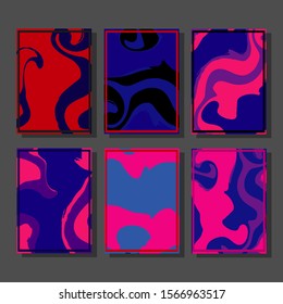 Abstract Fluid creative templates, cards, color covers set. Geometric design, liquids, shapes. Trendy vector collection.