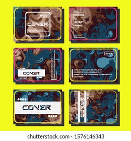 Abstract Fluid creative templates, cards, color covers set. Geometric design, liquids, shapes. Trendy vector collection.