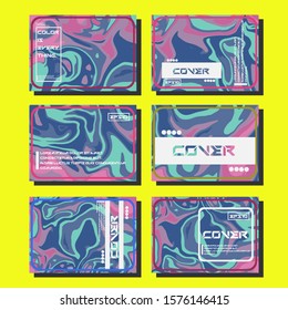 Abstract Fluid creative templates, cards, color covers set. Geometric design, liquids, shapes. Trendy vector collection.