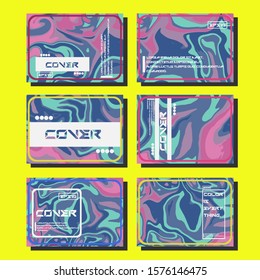 Abstract Fluid creative templates, cards, color covers set. Geometric design, liquids, shapes. Trendy vector collection.