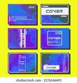 Abstract Fluid creative templates, cards, color covers set. Geometric design, liquids, shapes. Trendy vector collection.