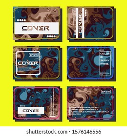 Abstract Fluid creative templates, cards, color covers set. Geometric design, liquids, shapes. Trendy vector collection.