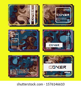 Abstract Fluid creative templates, cards, color covers set. Geometric design, liquids, shapes. Trendy vector collection.
