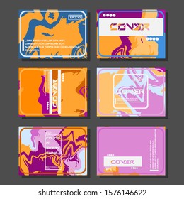 Abstract Fluid creative templates, cards, color covers set. Geometric design, liquids, shapes. Trendy vector collection.