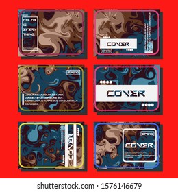 Abstract Fluid creative templates, cards, color covers set. Geometric design, liquids, shapes. Trendy vector collection.