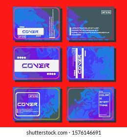 Abstract Fluid creative templates, cards, color covers set. Geometric design, liquids, shapes. Trendy vector collection.