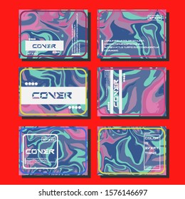 Abstract Fluid creative templates, cards, color covers set. Geometric design, liquids, shapes. Trendy vector collection.