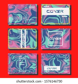 Abstract Fluid creative templates, cards, color covers set. Geometric design, liquids, shapes. Trendy vector collection.