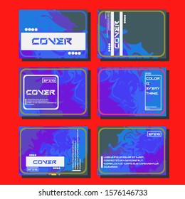 Abstract Fluid creative templates, cards, color covers set. Geometric design, liquids, shapes. Trendy vector collection.