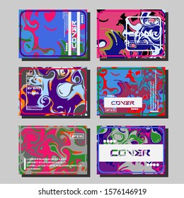 Abstract Fluid creative templates, cards, color covers set. Geometric design, liquids, shapes. Trendy vector collection.