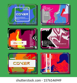 Abstract Fluid creative templates, cards, color covers set. Geometric design, liquids, shapes. Trendy vector collection.