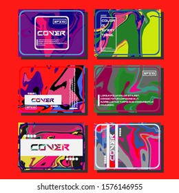 Abstract Fluid creative templates, cards, color covers set. Geometric design, liquids, shapes. Trendy vector collection.