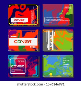 Abstract Fluid creative templates, cards, color covers set. Geometric design, liquids, shapes. Trendy vector collection.