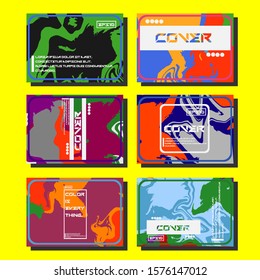 Abstract Fluid creative templates, cards, color covers set. Geometric design, liquids, shapes. Trendy vector collection.