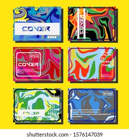 Abstract Fluid creative templates, cards, color covers set. Geometric design, liquids, shapes. Trendy vector collection.