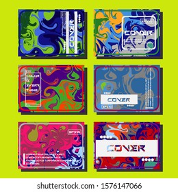 Abstract Fluid creative templates, cards, color covers set. Geometric design, liquids, shapes. Trendy vector collection.